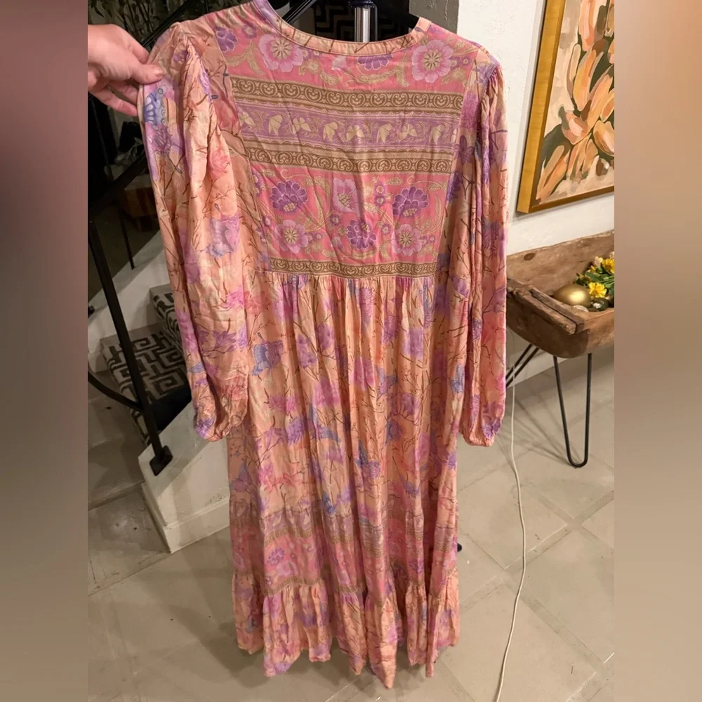 Spell & The Gypsy Butterfly Boho Maxi Dress Musk Pink Floral Festival Size L - Picture 10 of 10